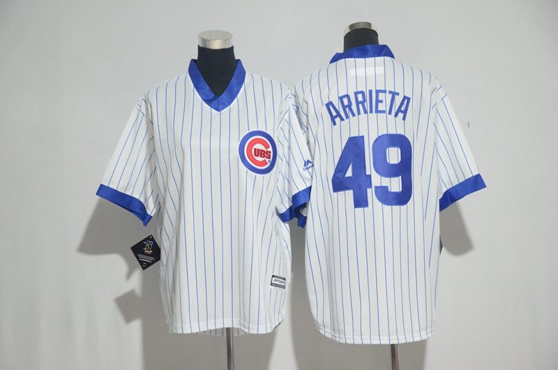 Womens 2017 MLB Chicago Cubs #49 Arrieta White stripe Jerseys